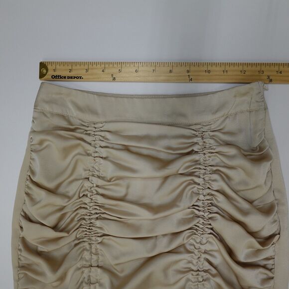 Stella Dallas mini SKIRT womens SMALL ruched scrunched beige Y2k club party rave - Picture 5 of 12